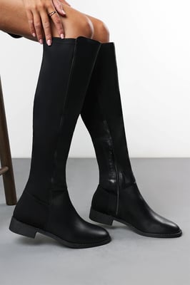 Wheres That From Womens 'Verity' Faux Leather Stretch Over Knee Flat Riding Boots