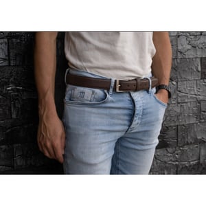 Zenino Lederen riem carson donkerbruin cm