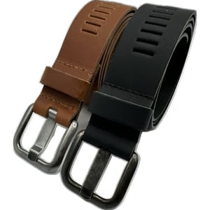 ARIESZZZ Riem unisex leder cognac zwart 2 pack