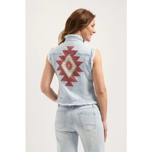 Florèz Cr0145 447 ginny gilet aztec bleached denim
