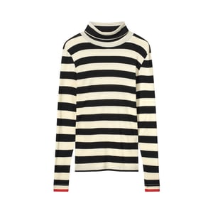 Summum 3s5013-30643 985 turtle neck top sheer jersey stripe black-ivory