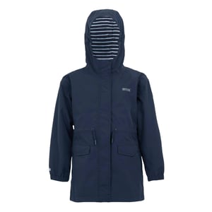 Regatta Ballina Stripe Waterproof Jacket för barn/ungdomar (Marinblått/vit)