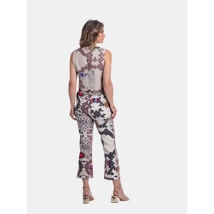 Mucho Gusto Pantalon moon met slangenprint en kunstzinnige bedrukte patches