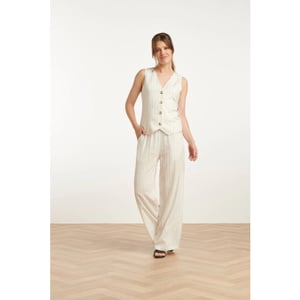 Smashed Lemon 25131 te pinstripe linnen broek |