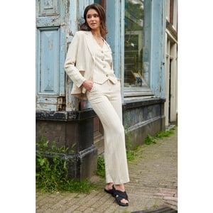 Smashed Lemon 25131 te pinstripe linnen broek |