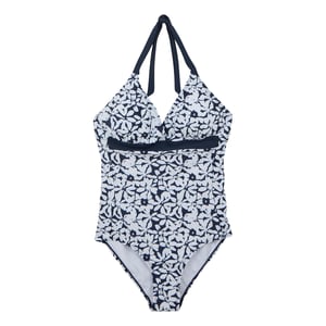 Regatta Dam/Ladies Flavia II Large Floral One Piece Baddräkt (Marinblått/vit)