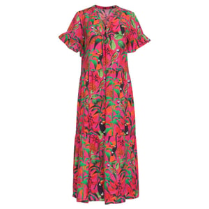 Smashed Lemon 24059 fuchsia midi jurk met jungle print |