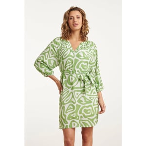 Smashed Lemon 25005 crinkle jurk met lichtte abstracte print |