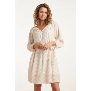 Smashed Lemon 25014 zachtevloeiende 3/4 mouw jurk met zigzag print |