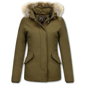 Beluomo Korte winterjassen met bontkraag jas donker