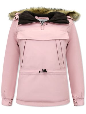 Matogla Anorak winterjas met bontkraag pink