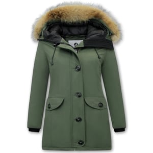 Matogla Groene winterjas met bontkraag