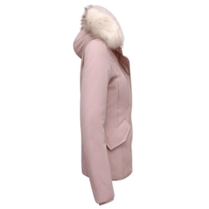 Matogla Korte winterjas met te echte bontkraag roze