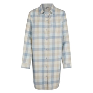 By Louise Dames pyjama nachthemd lang flanel geruit blauw