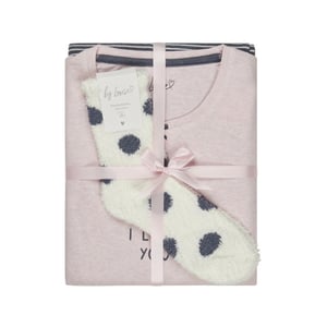 By Louise Dames winter pyjama set lang interlock roze