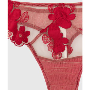 Twin-set G-string van tule et borduursel