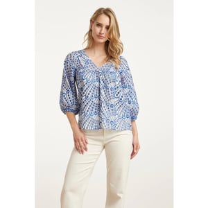 Smashed Lemon 25136 broderie anglaise top met v-hals en 3/4 mouwen – |
