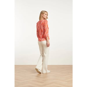 Smashed Lemon 25008 gestreepte v-hals satijn top |