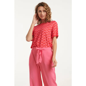 Smashed Lemon 25040 stretchy rondhals top met schelpprint |