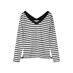 Helena Hart 7650 top v-neck stripe /wit