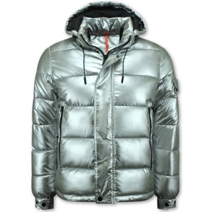 Enos Zilveren puffer jackets met capuchon