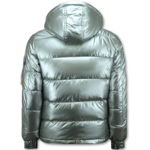 Enos Zilveren puffer jackets met capuchon