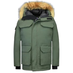 Beluomo Lange parka jas met bontkraag