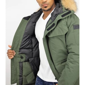 Beluomo Lange parka jas met bontkraag