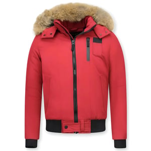 Enos Korte winterjas met bontkraag