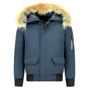Enos Korte winterjas met bontkraag