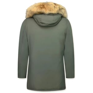 Enos Lange parka jas met bontkraag