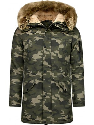 Enos Lange winterjas met faux bontkraag