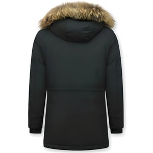 Tony Backer Lange winterjas met grote bontkraag