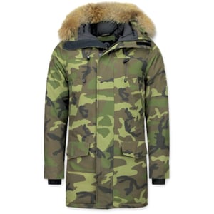Y Chrom Lange parka jas met bontkraag