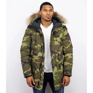 Y Chrom Lange parka jas met bontkraag