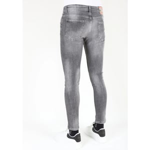 Mario Morato Grijze slim fit spijkerbroek met scheuren mm111