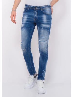 Local Fanatic Blue ripped stretch jeans slim fit