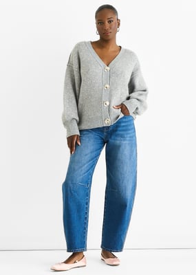 Grå pricktryck knappcardigan jumper