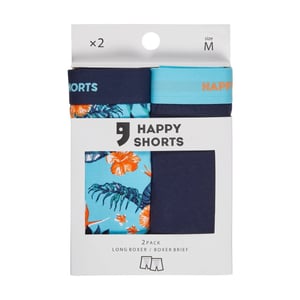 Happy Shorts Heren boxershorts met lange pijpen boxer briefs flower print 2-pack