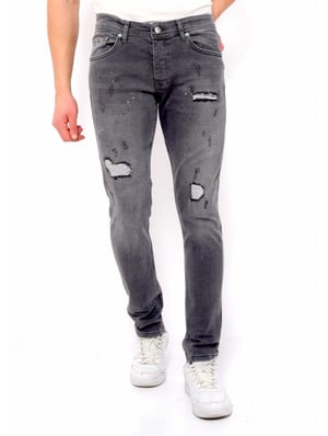 True Rise Slim fit jeans met scheuren dc