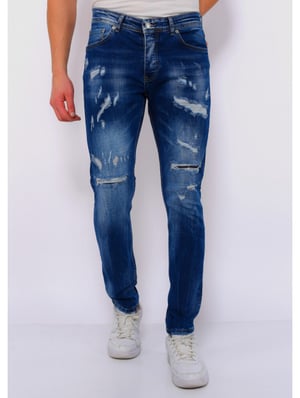 True Rise Slim fit jeans met gaten dc