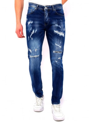 True Rise Slim fit jeans met gaten dc