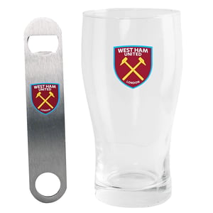West Ham United FC Pint Glass & Bottle Opener Set
