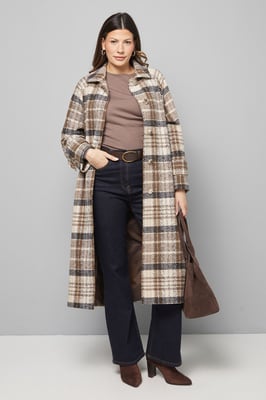 Button Through Check Coat