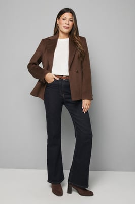 Double Breasted Puff Shoulder Jacket