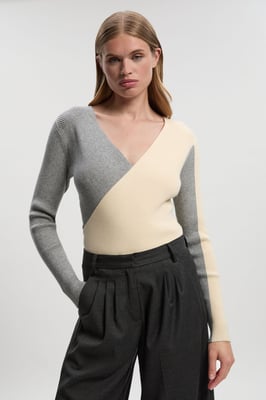 Soft Rib Wrap Front Knitted Jumper