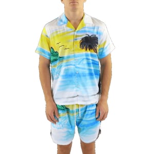 Flaneur Homme Heren airbrushed silk shirt