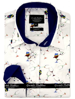 Tony Backer Satijnen met print slim fit