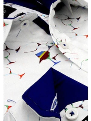 Tony Backer Satijnen met print slim fit