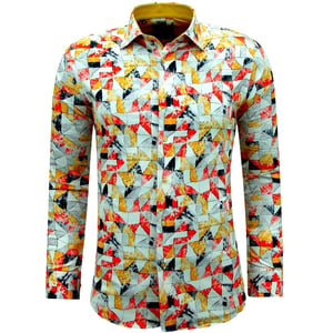 Gentile Bellini Strijkvrijlange mouwen slim fit met geel